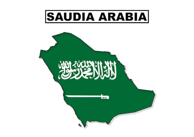 Saudia arabia flag map in vector