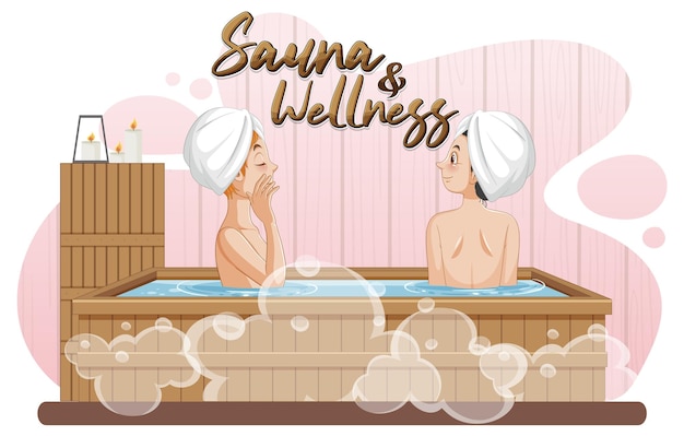 Sauna en wellness-tekstontwerp voor spandoek of poster