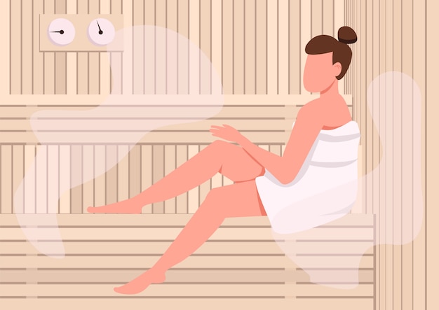 Vector sauna flat color illustration