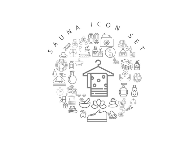 Sauna icon set circle design