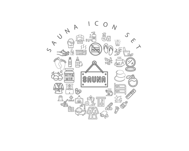 Sauna icon set circle design