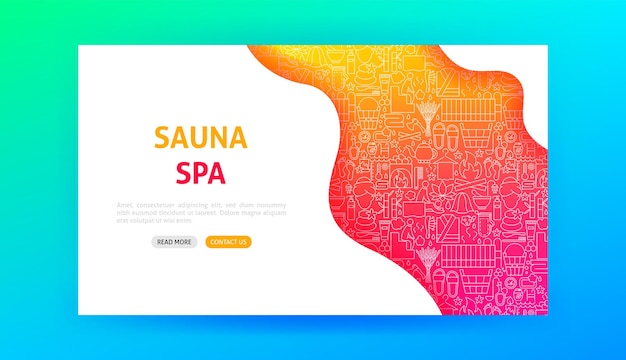 Vector sauna spa landing page vector illustration of outline design
