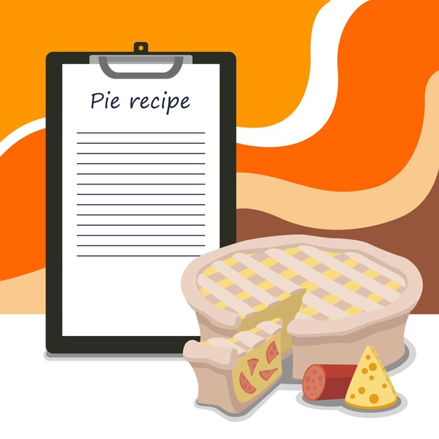 Sausage and cheese pie recipe template place for writing text free lines readymade pie