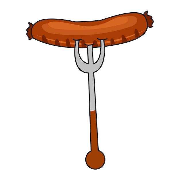 Sausage on a fork highlighted