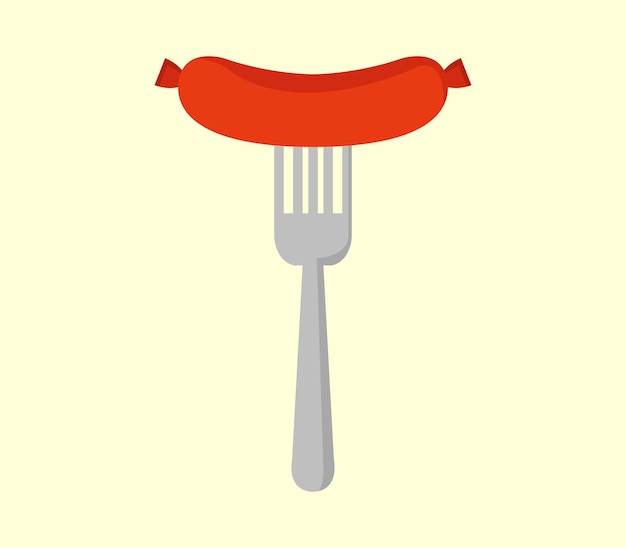 Vector sausage on fork