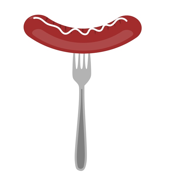 Vector sausage on fork