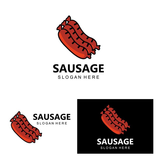 Sausage Logo Modern Food Vector Design For Grill Food Brands BBQ Sausage Shop Hotdog