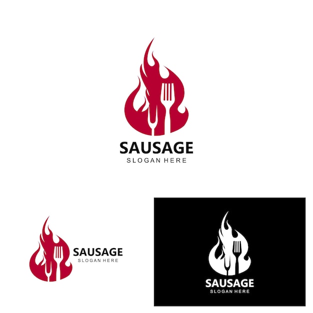 Vector sausage logo modern food vector design for grill food brands bbq sausage shop hotdog