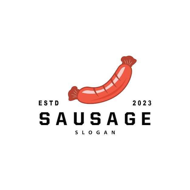 Sausage logo vector meat fork and the sausage food restaurant inspiration design vintage retro rustic