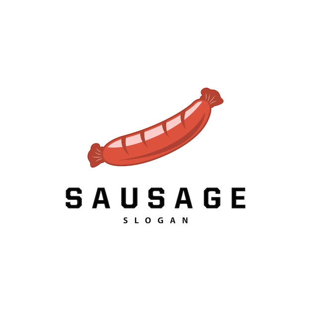 Sausage logo vector meat fork and the sausage food restaurant inspiration design vintage retro rustic