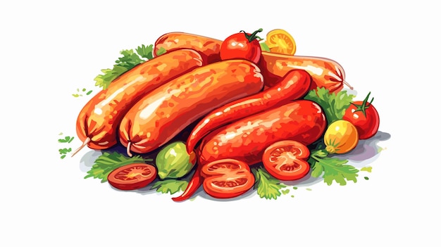 Vector sausage sausage drawing on white background vector