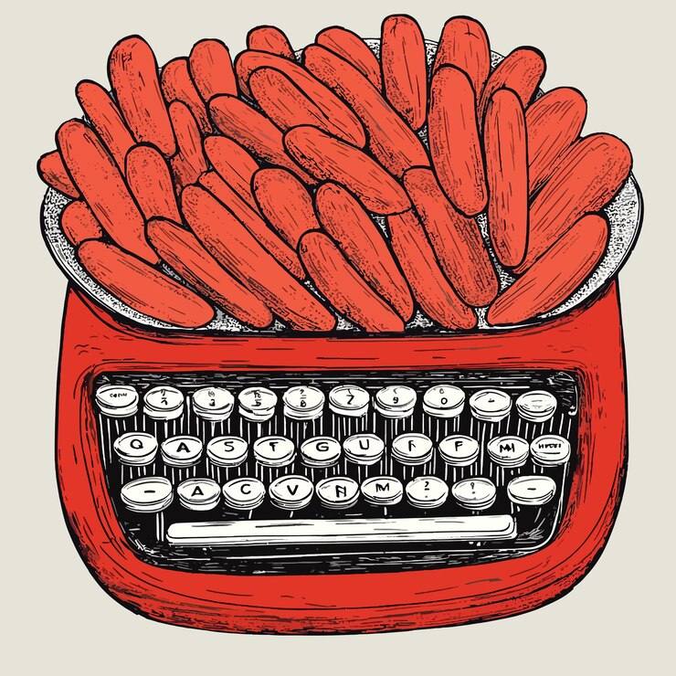 Vector sausage typewriter