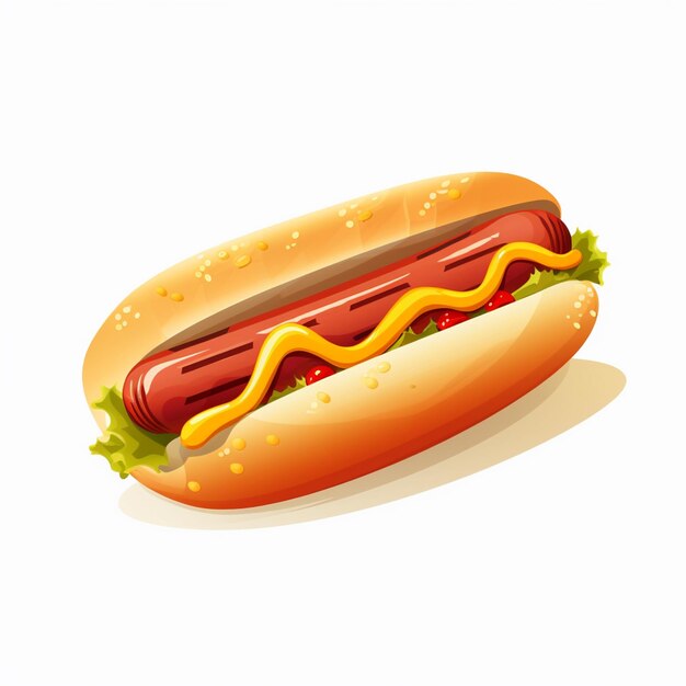 Salsiccia vettore hotdog pane illustrazione cibo senape caldo americano panino veloce design carne