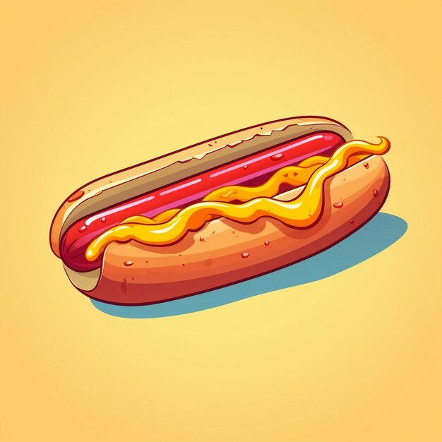 Vector sausage vector hotdog bread food illustration mustard hot american fast bun design meat