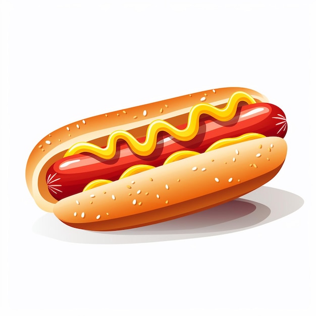 sausage vector hotdog bread food illustration mustard hot american fast bun design meat