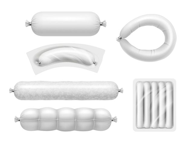 소시지 신선한 고기 제품 맛있는 소시지 센 터 현실적인 모형 템플릿