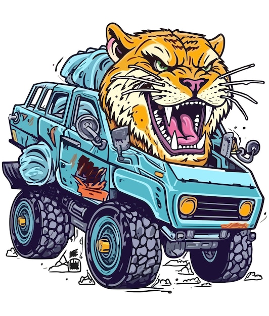 Savage Beast Car Illustration Monster Car Mascot