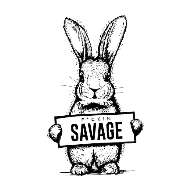 Savage bunny, rabbit. Cool and funny t-shirt print