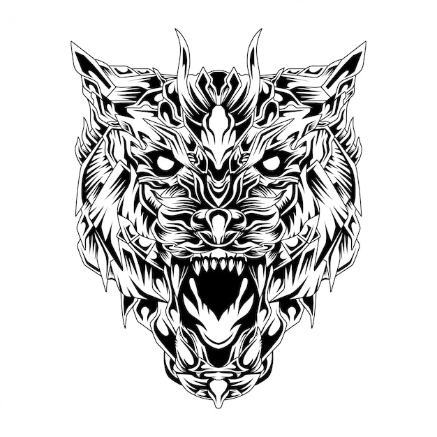 Savage wolf warrior illustratie