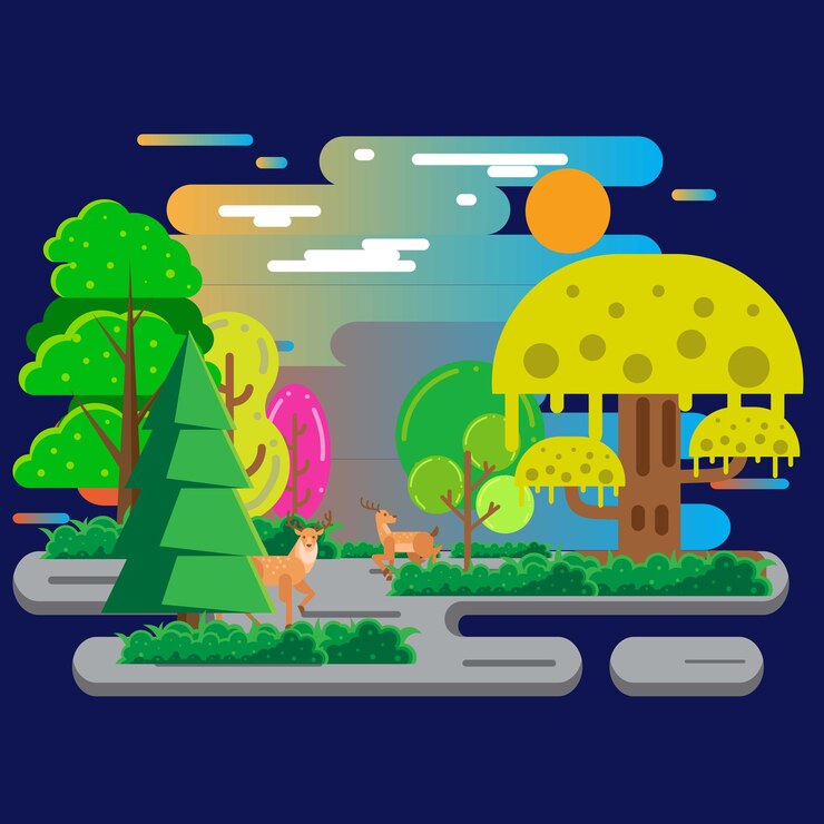 Vector savanna illustration with flat design