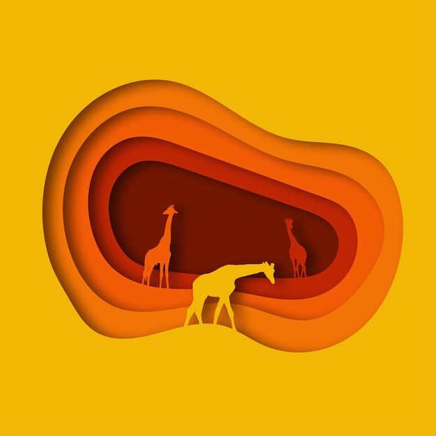 The savanna themed paper design background is cut out illustration