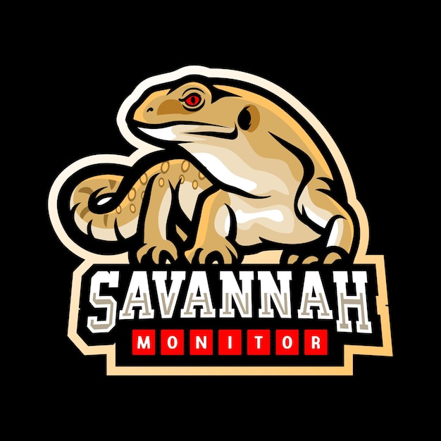 Savannah monitor mascotte esport logo-ontwerp