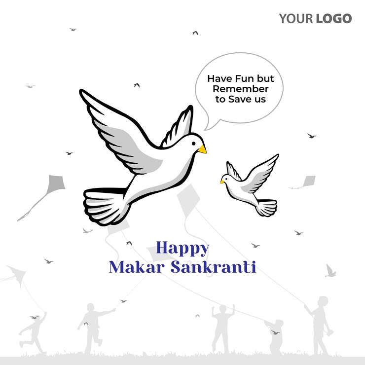 वेक्टर save birds makar sankranti creative post