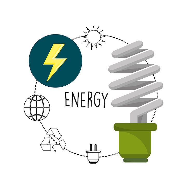 वेक्टर save bulb with environment symbols to care planet