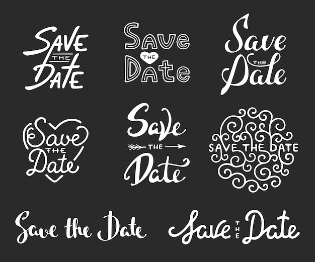 Save the date calligraphy phrases lettering