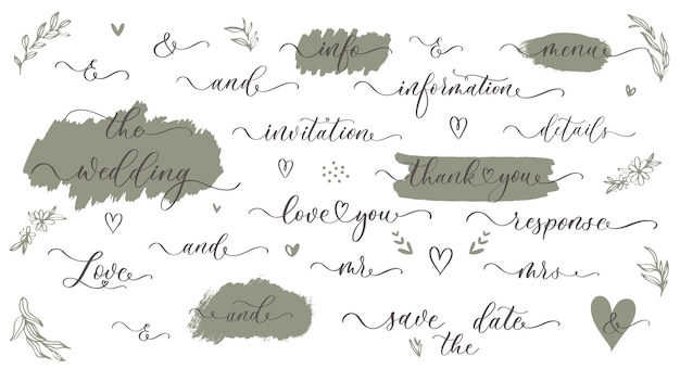 日付の書道セットを保存する招待状のデザインカードのバナー写真オーバーレイの手レタリング結婚式のフレーズ