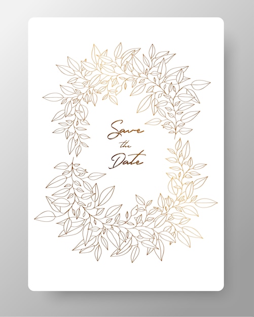 Vector save the date card wedding invitation template. design template with wreath of leaves.