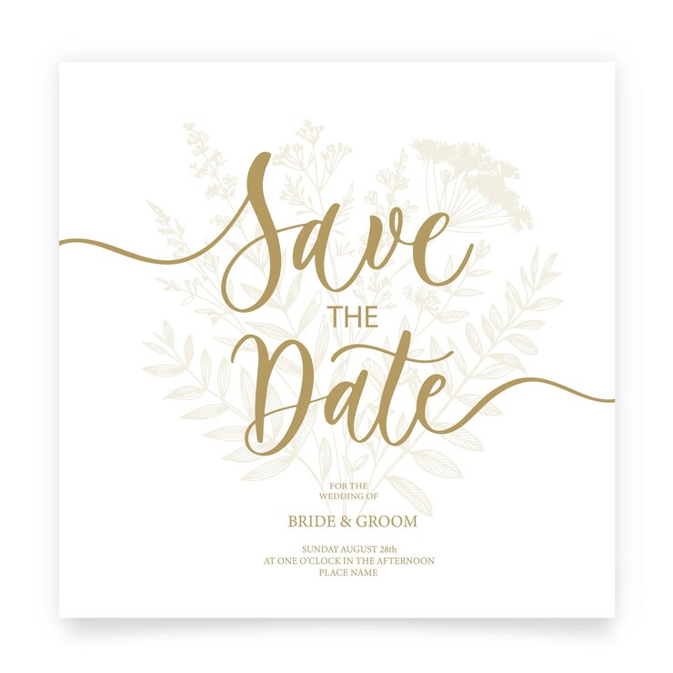 Vector save the date card wedding invitation template with flower of rose and leaves in line