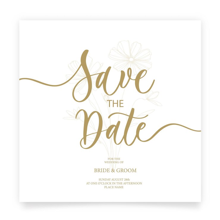 Vector save the date card wedding invitation template with flower of rose and leaves in line