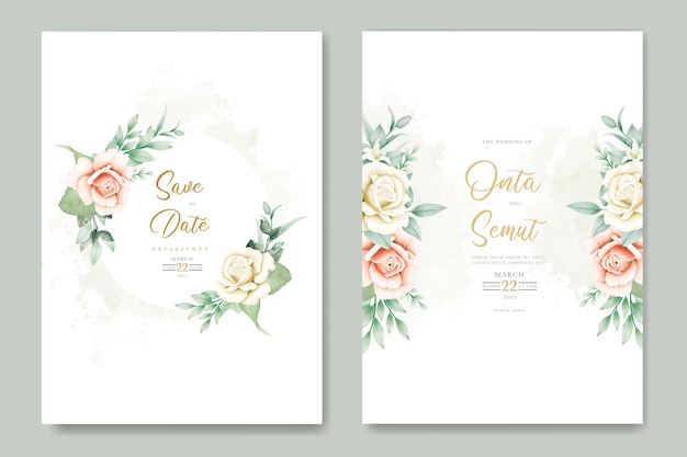 Save the date card with flowers and leaves.