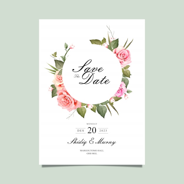 Vector save the date card with watercolor flower vector