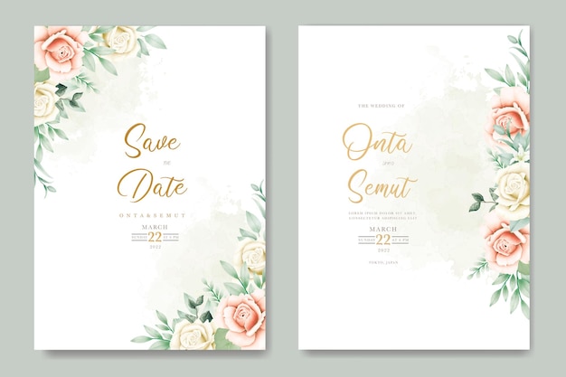 Vector save the date card with watercolor flowers