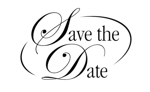 save the date elegant design with rounded frame typographic calligraphy invitation