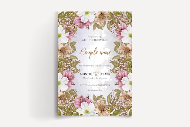 Vector save the date floral invitation template