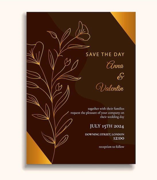 Save the date floral wedding invitation card design templates