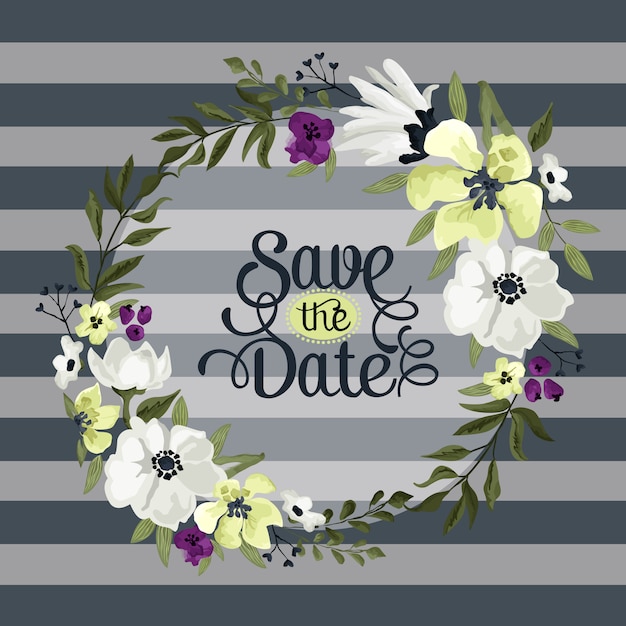 Vettore save the date ghirlanda di fiori