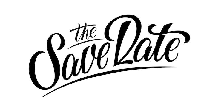 Vector save the date hand drawn brush writing in modern calligraphy style text elegant script spelling for decoration of the wedding invitation