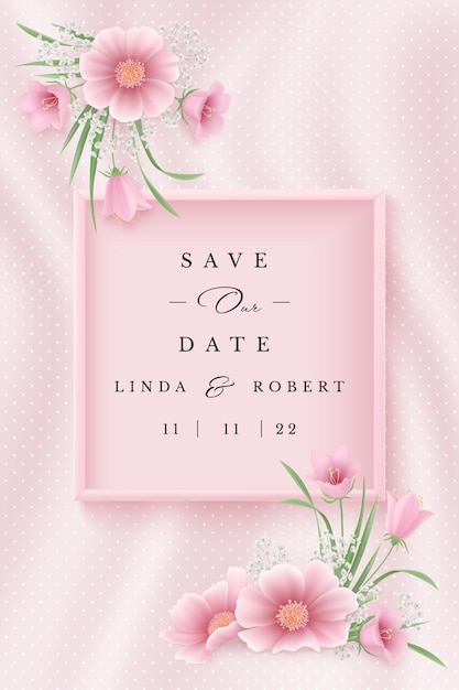 Vector save the date invitation card with flowers