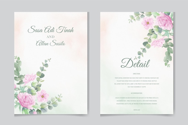 Save the date invitation templates with eucalypt leaves