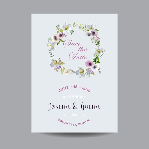 Save the Date Invitation with Floral Template