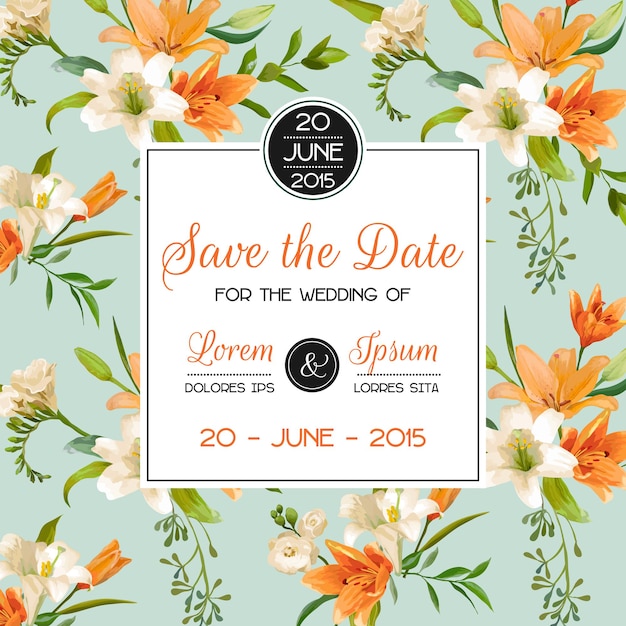 Save the Date Invitation with Floral Template