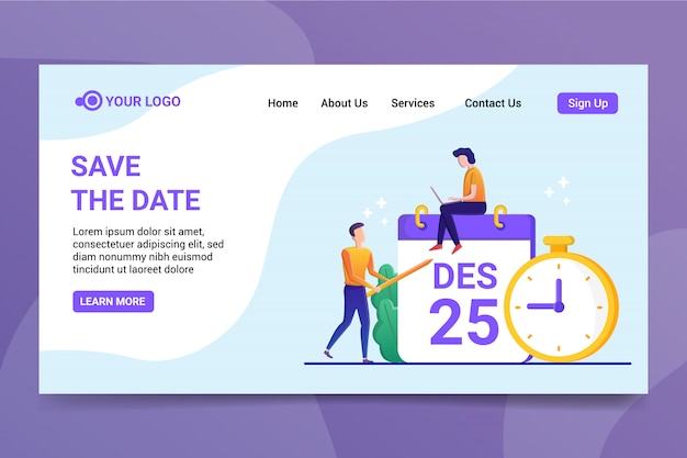 Save the date landing page