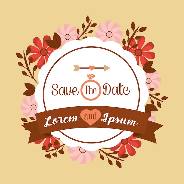 save the date poster floral invitation wedding banner