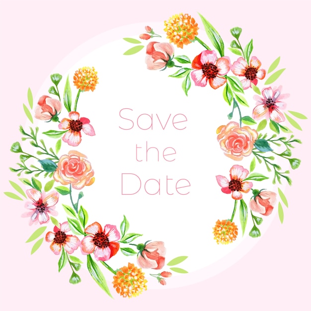 Save the date rich watercolor floral background