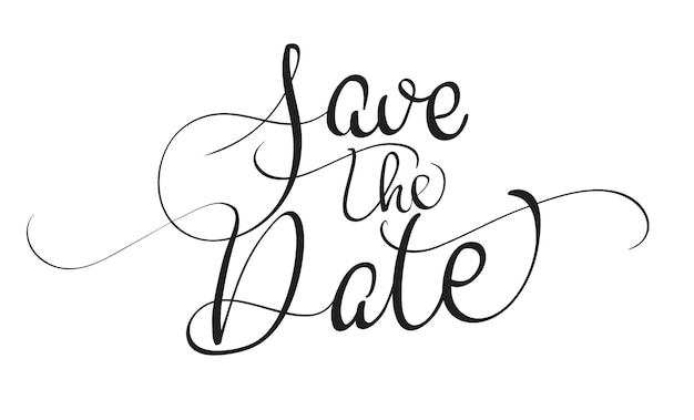 Save the date text isolated on white background calligraphy and lettering