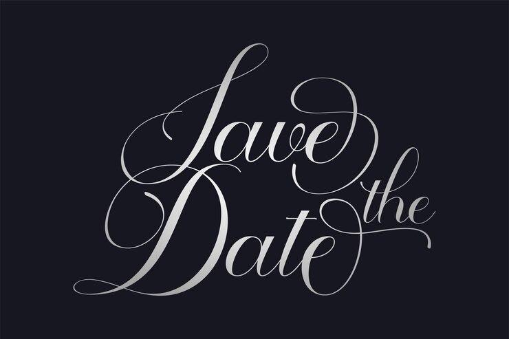 Vector save the date text wedding phrase brush lettering vector illustration